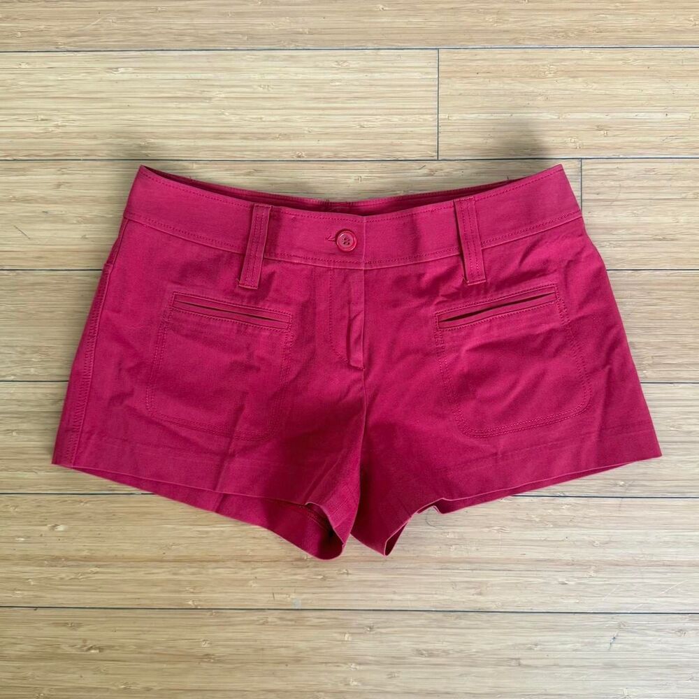 Express Red Stretch Shortie Shorts Size 5/6 Y2K Low Rise Hot Pants